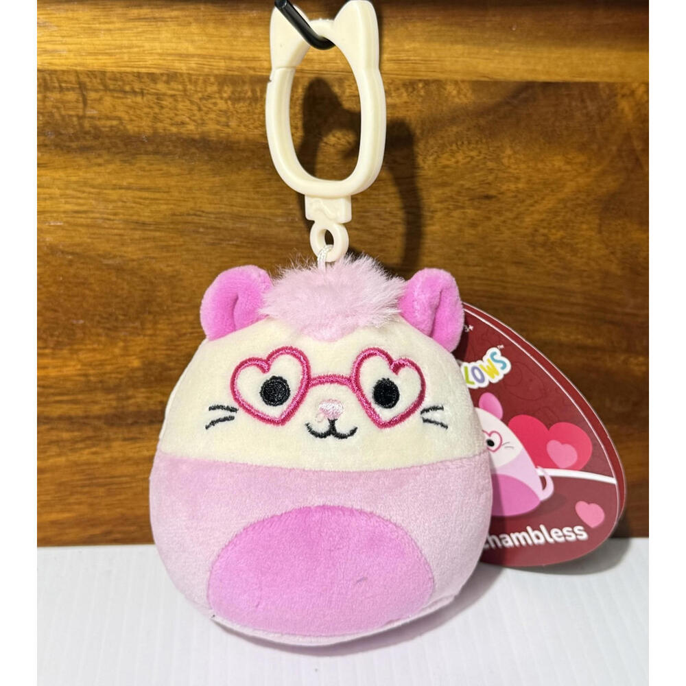 Squishmallow Chambless‎ the Possum Clip-on Keychain, Plush For Backpacks, 3.5''